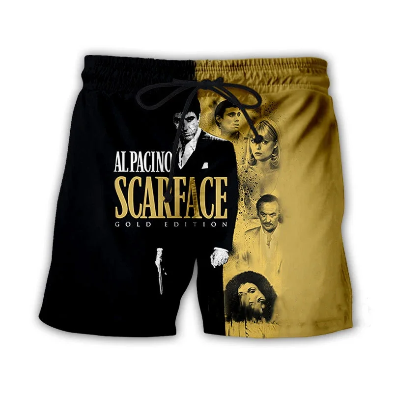 Scarface ภาพยนตร์คลาสสิก 3D พิมพ์กางเกงขาสั้นชายหาดผู้ชายผู้หญิงแฟชั่นขนาดใหญ่ Surfing Board กางเกงกีฬาชุดว่ายน้ํากางเกงว่ายน้ําเด็กเสื้อผ้า