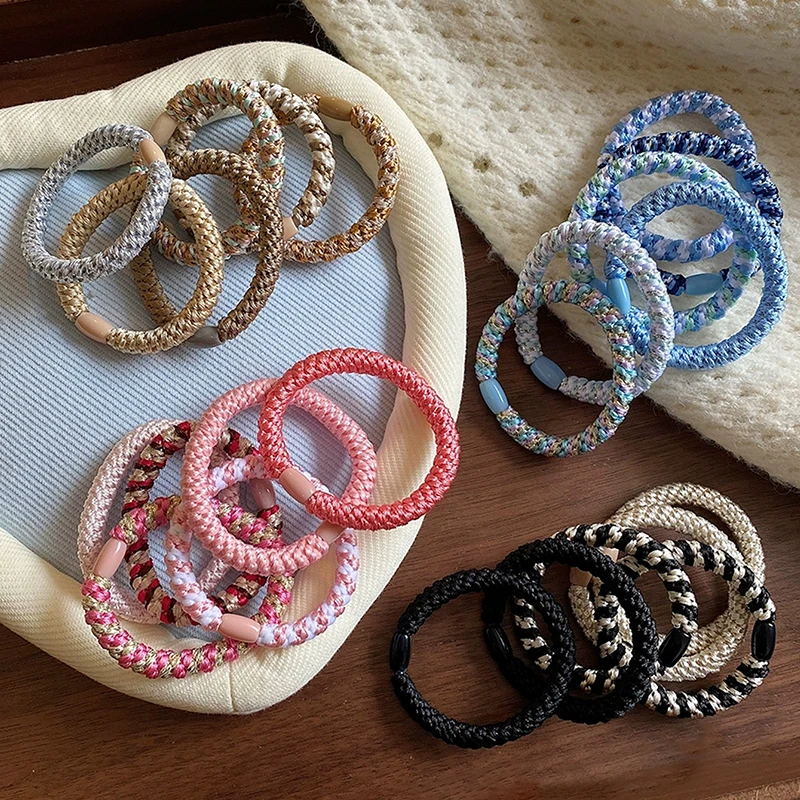 5pcs/set Hair Ties Colorful Twisted Knitted Rubber Bands Basic Elastic Hair Band Durable Ponytail Holder Women Hair Accessories