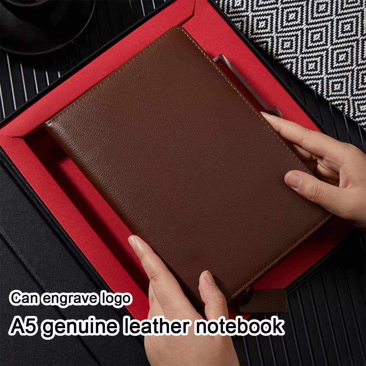 High-end Cowhide Leather A5 Notebook Planner Journal Travel Diary Meeting Record Note Book Binder Cow Hide Notepad