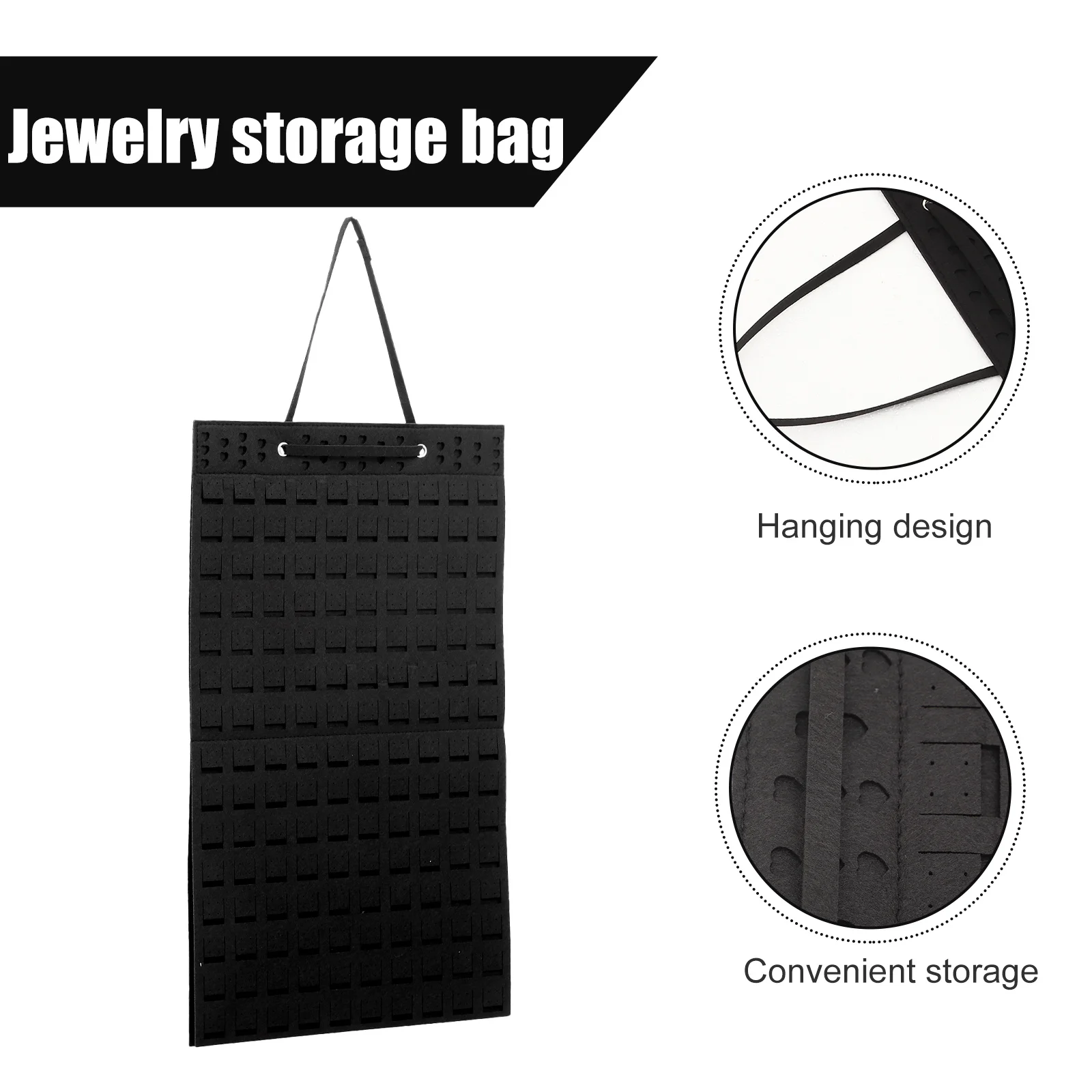 Felt Hanging Jewelry Organizer Thick Storage Pouch Jewelry Display Bag Hanging Wall Storage Holder Home Wall Decor