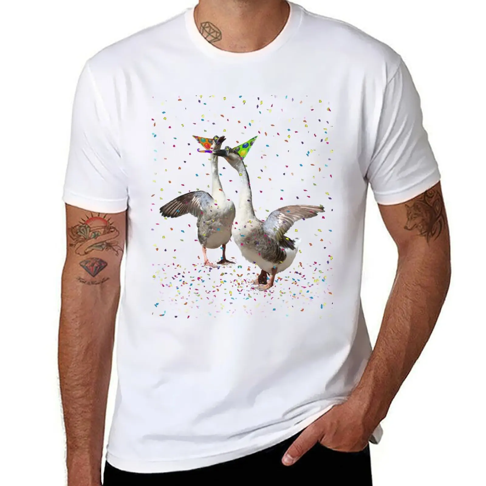 

Confetti and Streamers Celebrating Geese T-Shirt t shirts for man graphic funny funny t shirts man T-Shirt