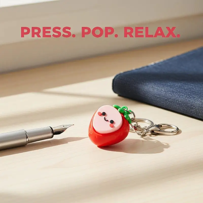 1 Stück Niedlicher 3D-Erdbeer-Schlüsselanhänger Kawaii Frucht-Schlüsselring mit Karabinerhaken Taschenanhänger Geschenk für Frauen und Mädchen – Detail 4