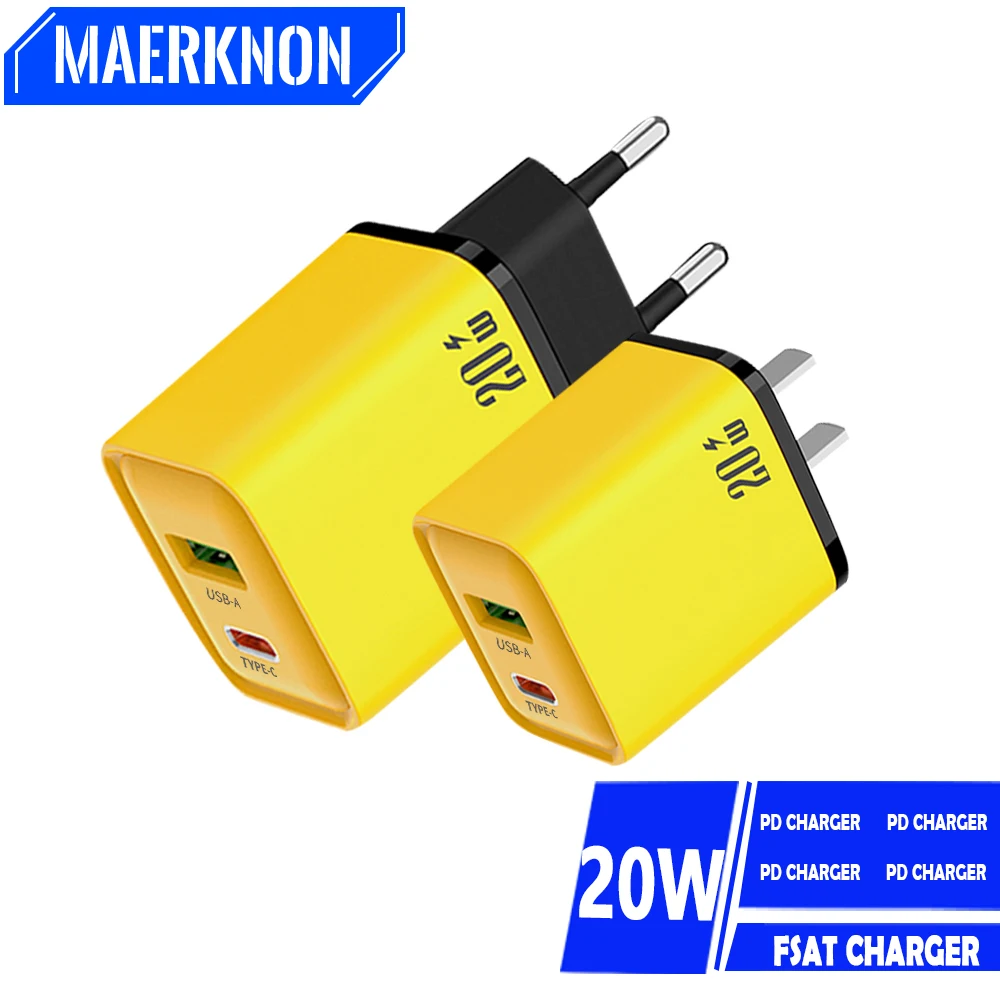 Ładowarka 20W PD USB C do szybkiego ładowania 2 porty typu C dla IPhone 15 13 12 14 Pro Xiaomi Samsung Huawei ładowarka do telefonu komórkowego