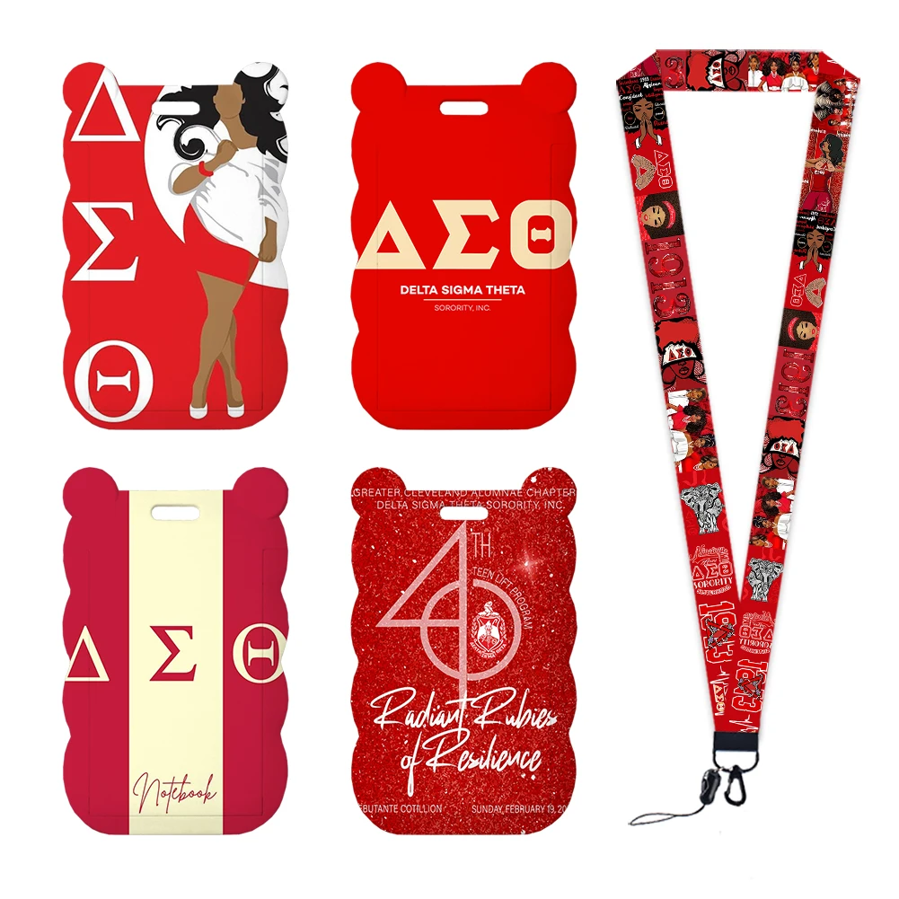 Delta Sigma Theta Sorority Designs Lanyards ID Badge Holder Strap Work Card Bus Access Card Holder Keychains Accessories