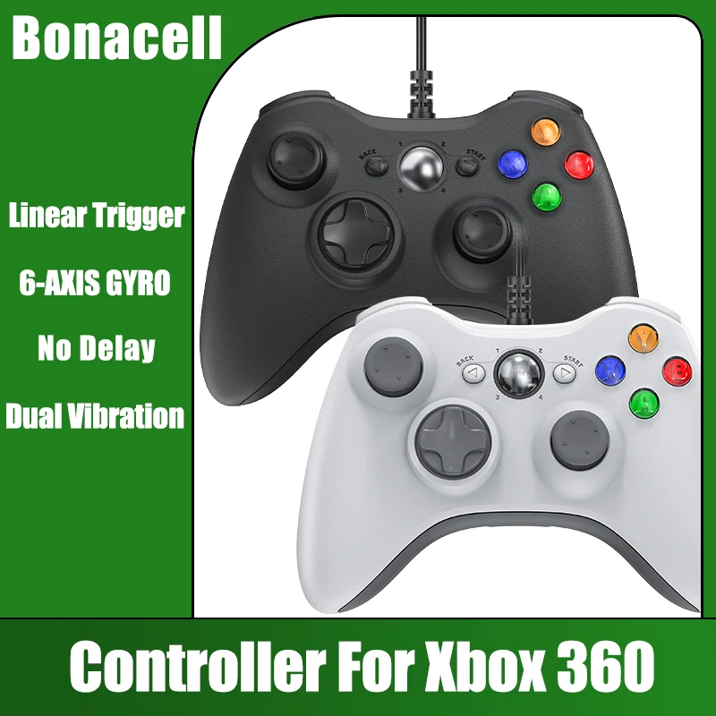 Controller For Xbox 360 - Dual Vibration Hall Effect Gamepad Supports Microsoft PC 3D Rocker Gaming Remote Control Joystick