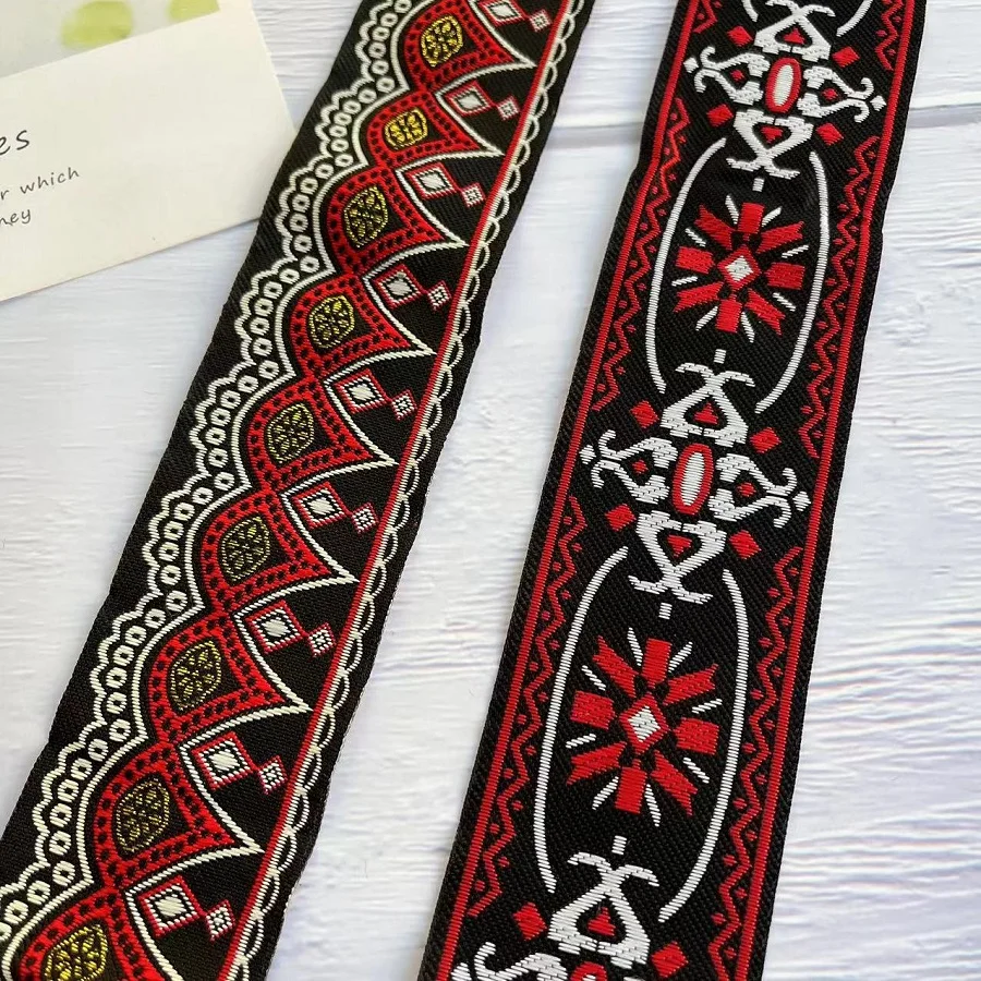 10 Yards/lots wide 5 cm Woven Jacquard Ribbon Black Red For Curtain Clothing Accessory LS-2732