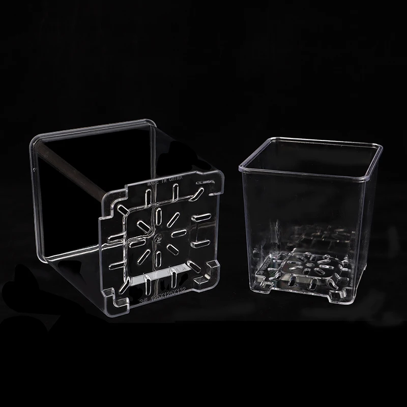 1Pc S/M/L Highly Transparent Flower Pot Plant Nursery Pots Acrylic Orchid Decorative Square for Plants Garden Orchids