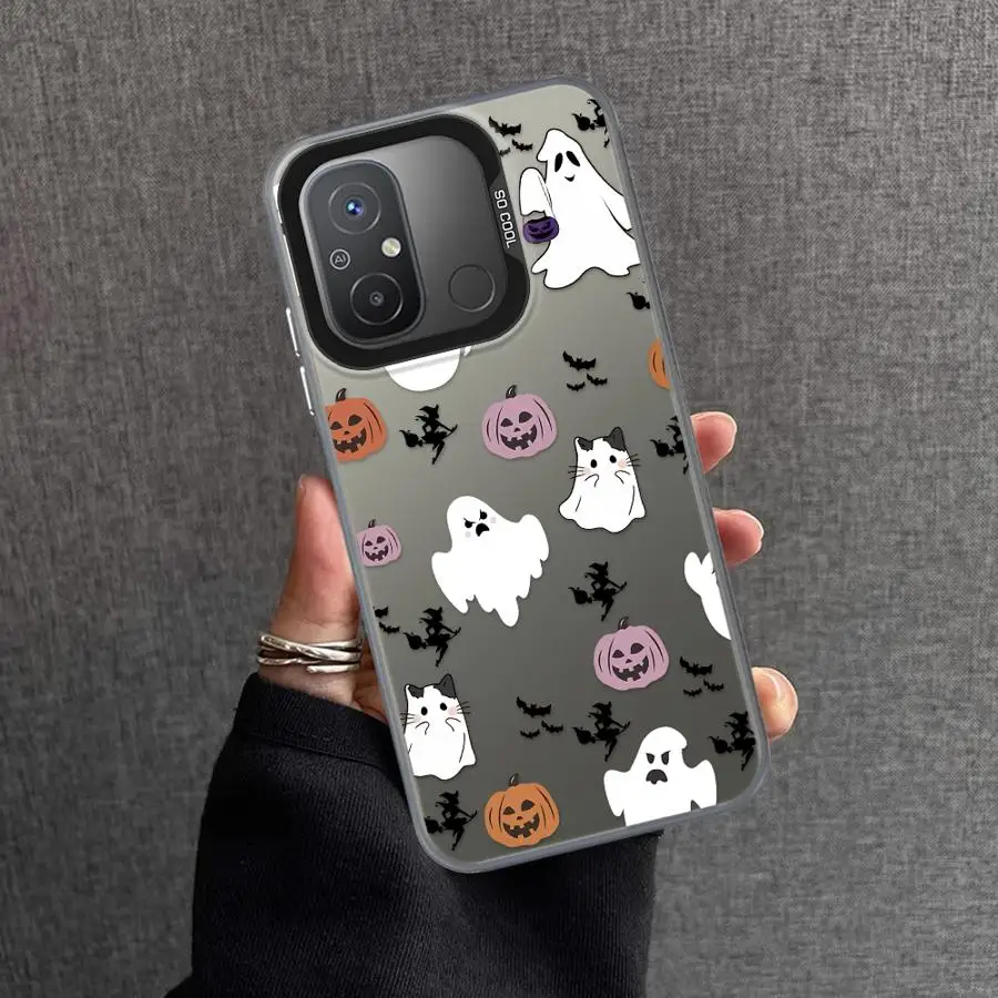 Capa de telefone para xiaomi poco c50 x3 nfc c51 c61 x3 pro casca macia abóbora morcego feliz fantasma padrão