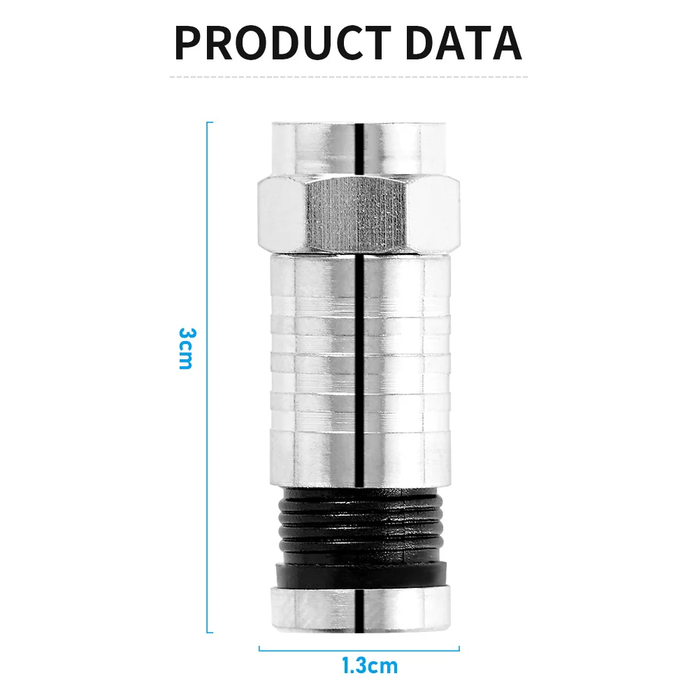 Compression F Connector Anti Corrosion Waterproof RG6 Digital Video Broadband Internet Cable Fitting