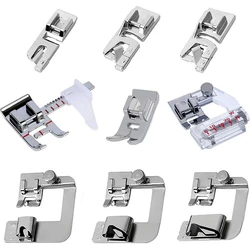 9 PCS Narrow Rolled Hem Feet Rolled Hem Presser Foot Zig Zag Foot Adjustable Guide Bias Binder Foot Sewing Machine Accessories