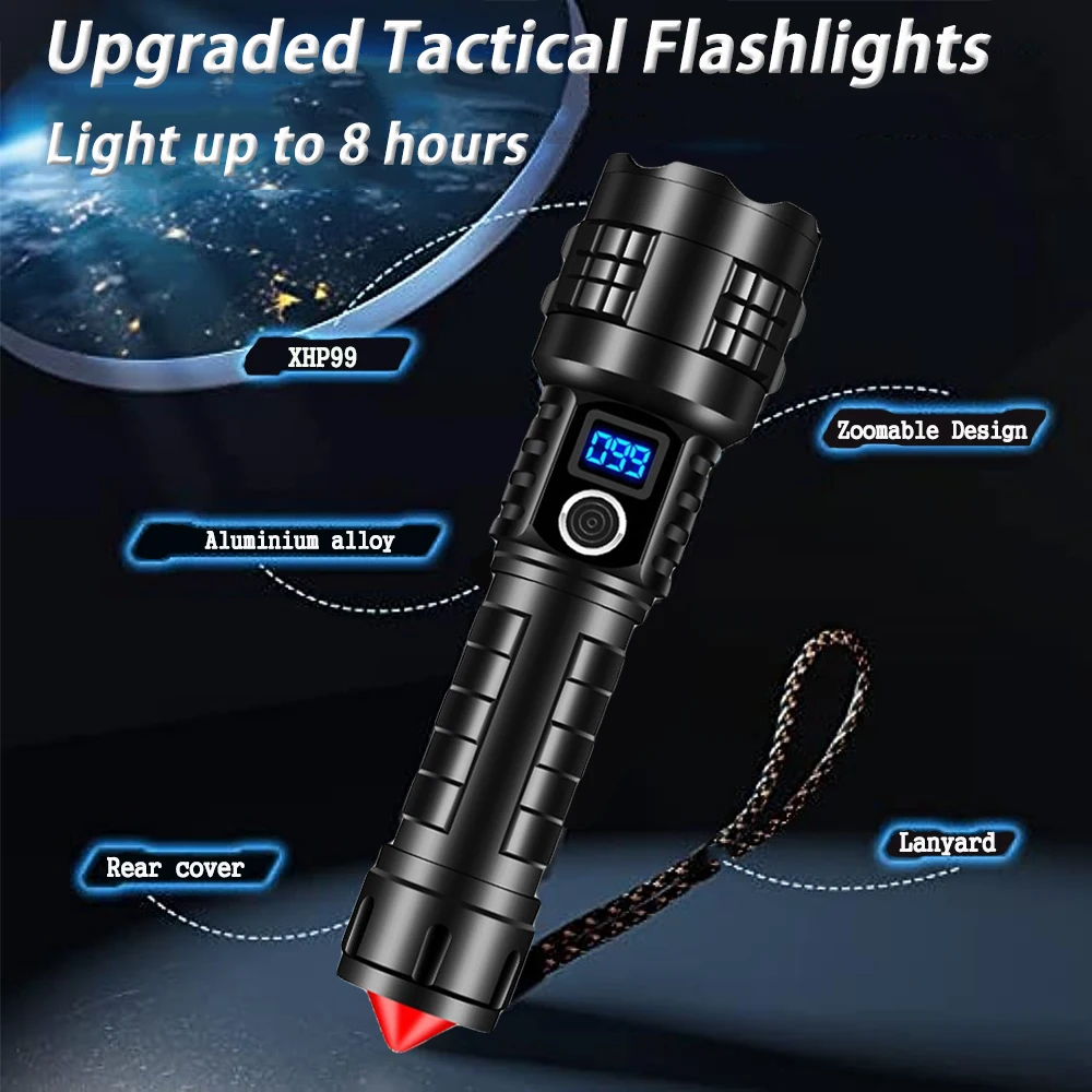 Rechargeable LED Flashlights High Lumens Tactical Flashlights Super Bright High Powered Flash Light for Emergencies, Camping