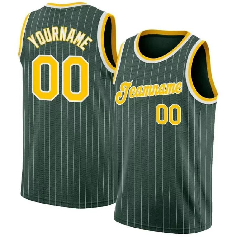 Custom Men Basketball Jerseys Pinstripe Stitched Basketball Uniform Mesh Quick Dry Breathable Basketball City Shirt