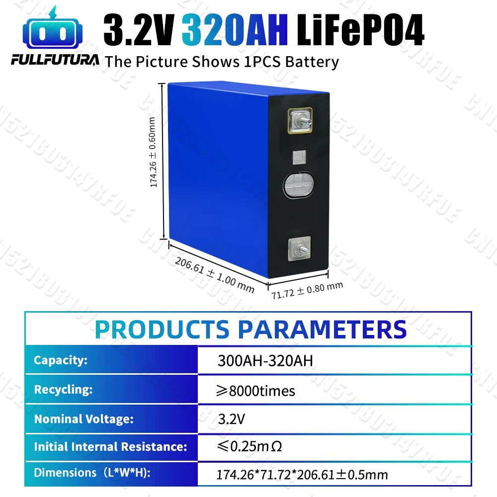 Lifepo4 Battery 320AH 3.2V Brand New 8000 Cycles Rechargeable LFP Batteries DIY 12V 24V 48V RV EV Boat Golf Cart Cell EU Stock