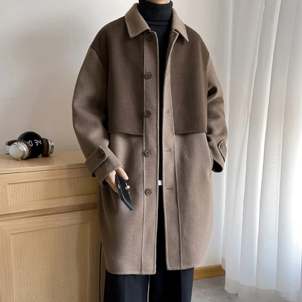 Mens Y2k Jacket American Retro Contrast Color Coat Winter Fashion Brand High Street Medium And Long Korean Style Fashion Coat