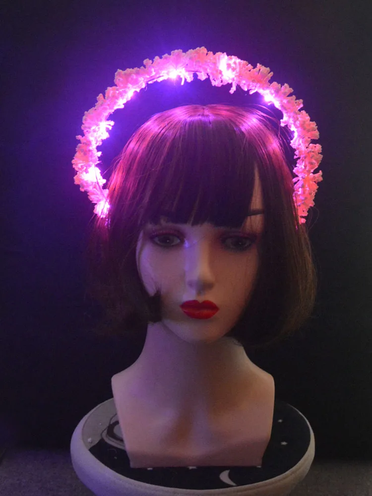 

Gothic Retro Light Up Flash Halo Crown Flower Headband Angel Goddess Headpiece Women Girl Birthday Gift Wedding Festival