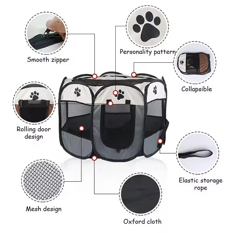 Large Octagon-Shaped Foldable Pet House for Dogs and Cats, Portable Outdoor Shelter with Quick Assembly - view 3