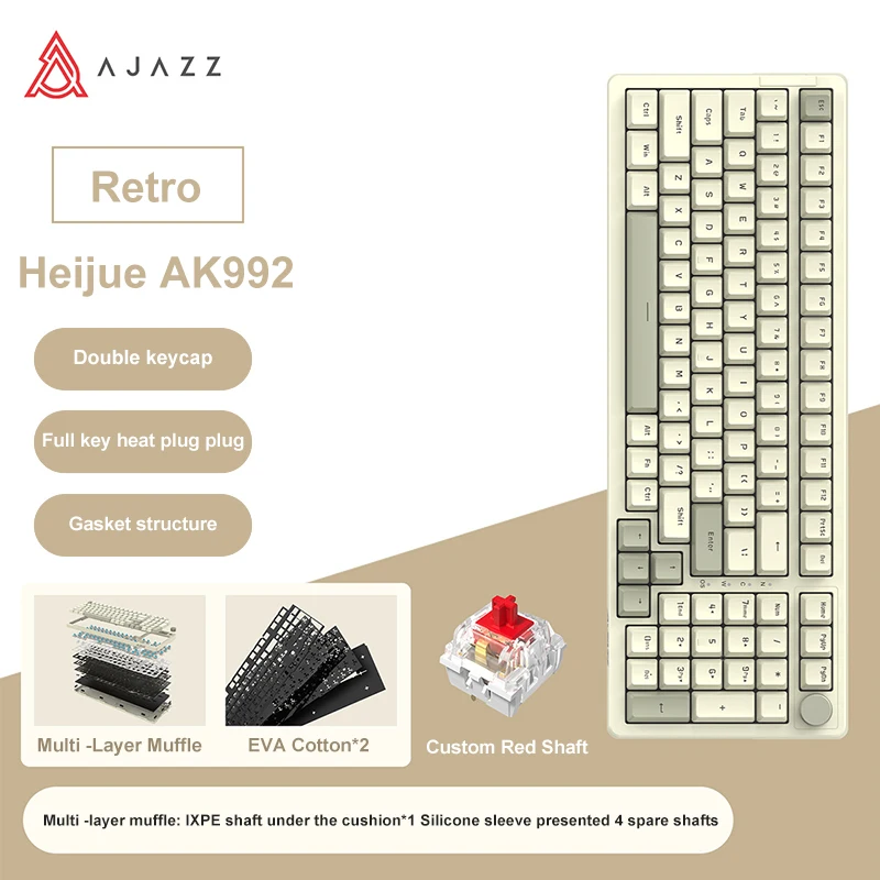 Ajazz Ak992 Bedraad Mechanisch Toetsenbord 98-toets Volledige Lay-Out Hot-Swap Usb Gaming Toetsenbord Multimedia Toets Knop Voor Desktop Pc Laptop