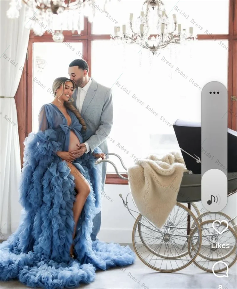 

Синее женское платье для выпускного вечера, для фотосессии, нарядное, сексуальное, элегантное, многослойное, из фатина и сетки, длинное, свадебное, утренний халат, индивидуальный пошив, ночная сорочка