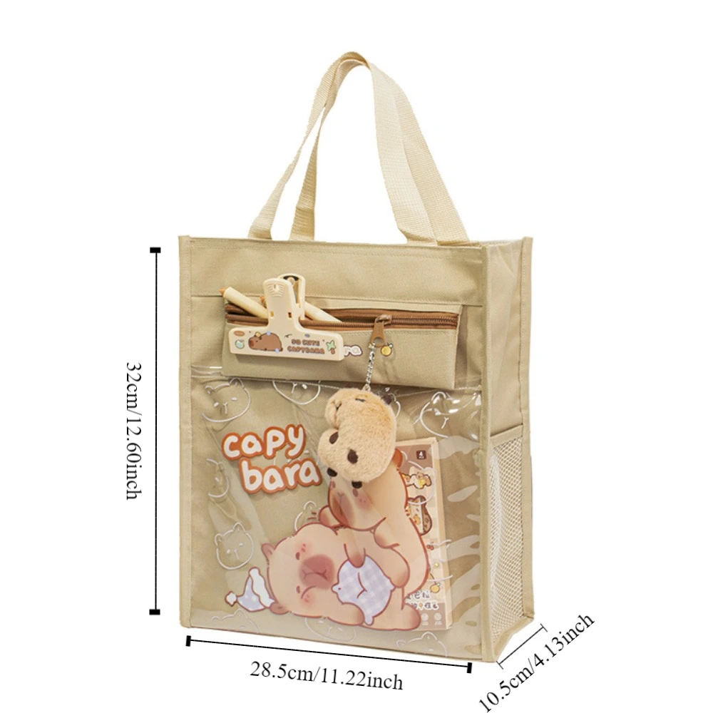 Grande Capacidade Reutilizável Canvas sacolas, bolsas leves, Capivara Sacos com Estojo de Lápis, Material Escolar