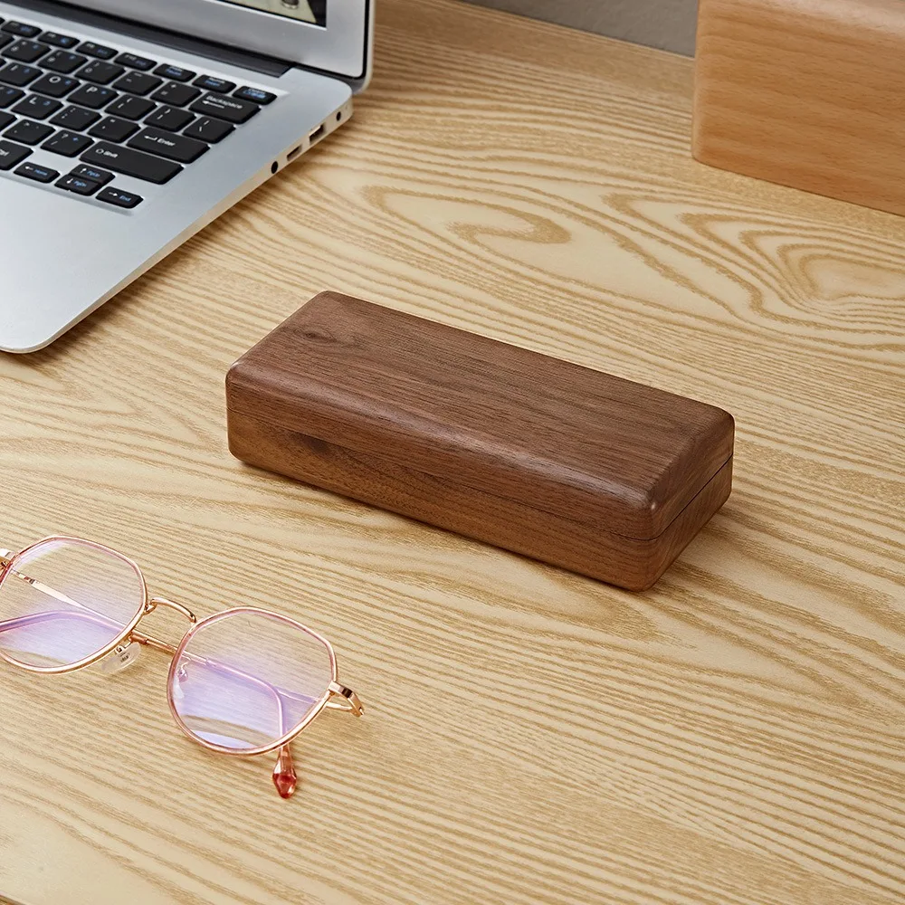 Black Walnut Glasses Case Solid Wood Compression Wooden Case Glasses Case Portable Men and Women Myopia Business Storage Box