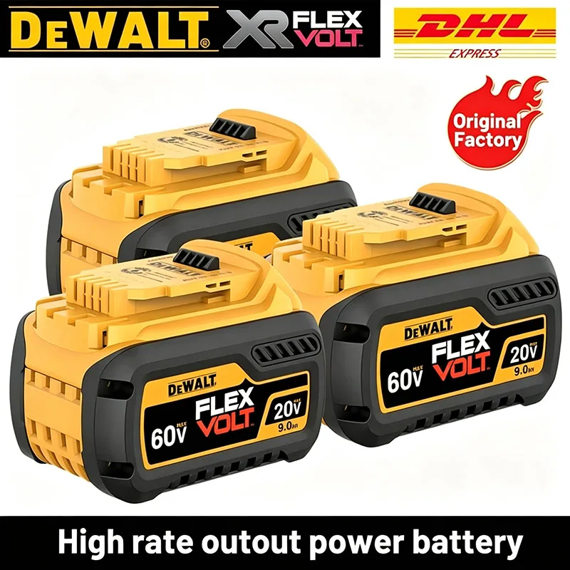 DeWALT 100% Original Battery 20V/60V 6Ah 9Ah MAX FlexVolt for DCB606 DCB205 DCB206 DCB209 DCB182 Power Tool with Charger