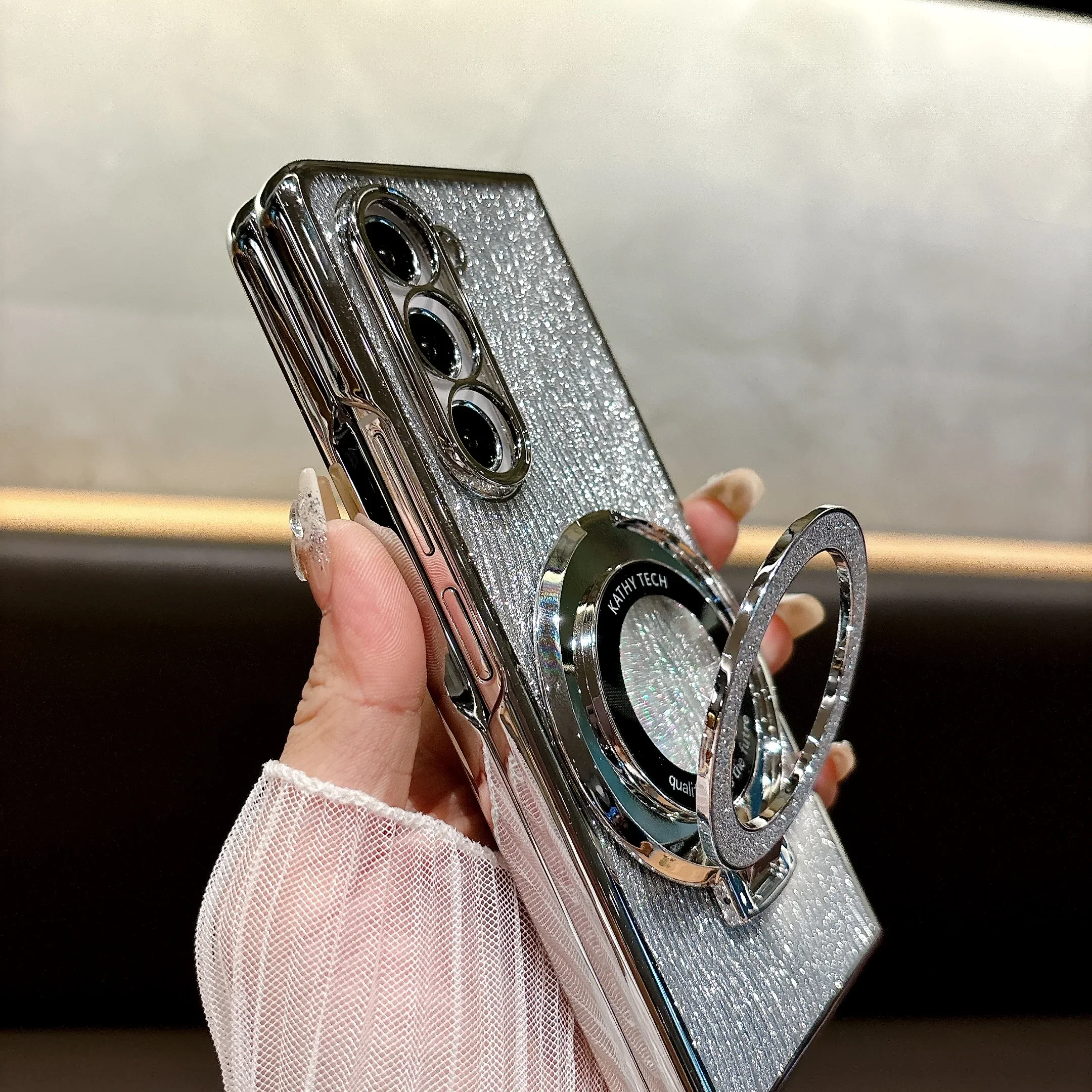 Ring galvanisierte funkelnde Handyhülle für Samsung Galaxy Z Fold 7 6 5 4 3 Fold6 Fold5 Fold4 Fold7 magnetische stoßfeste Abdeckung – Detail 1