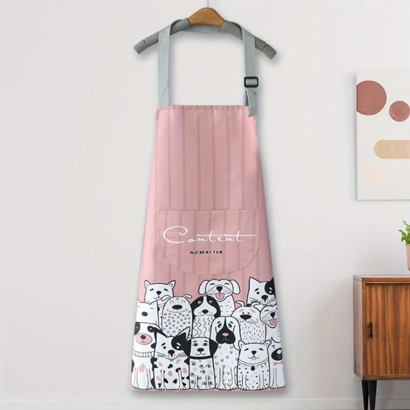 Apron kitchen household waterproof and oil-proof women\'s fashion cooking housework work clothes net red adult apron canvas cute