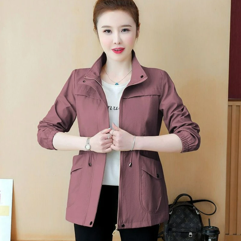 

Lined Short Jacket Women Spring Autumn Coat 2025 New Loose Middle-Aged Casual Female Windbreaker Outerwear Women Basic Coats