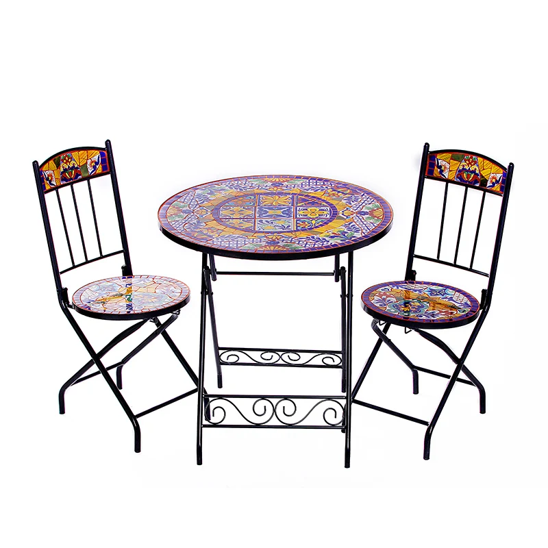 European Wrought Iron Casual Tea Drinking Table And Chairs Set for Outdoor American Courtyard Balcony Garden Furniture