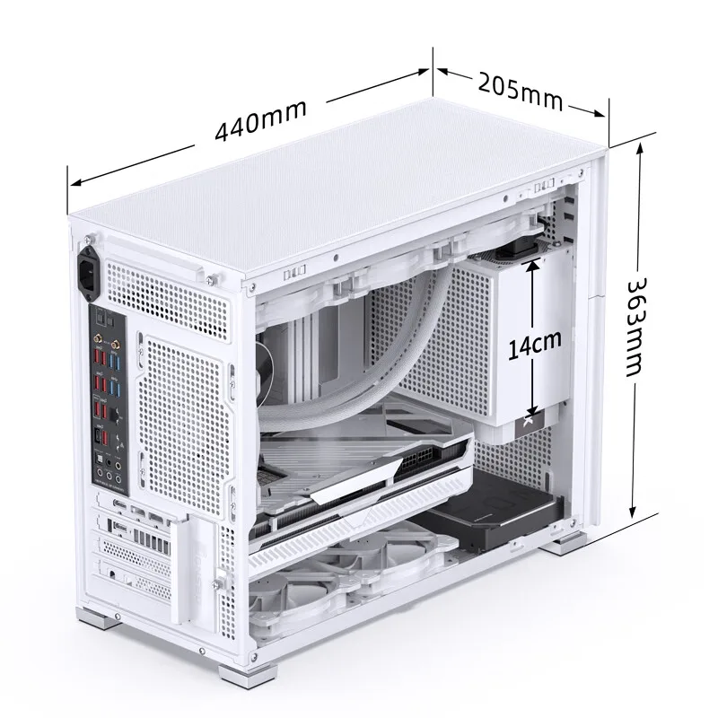 Imagem -06 - Jonsbo-estojo de Pinha com Tela Secundária Branca de Malha Dual 360 Cold Atx Power Tipo-c Gen2 10gbps Tela Padrão de Ventiladores