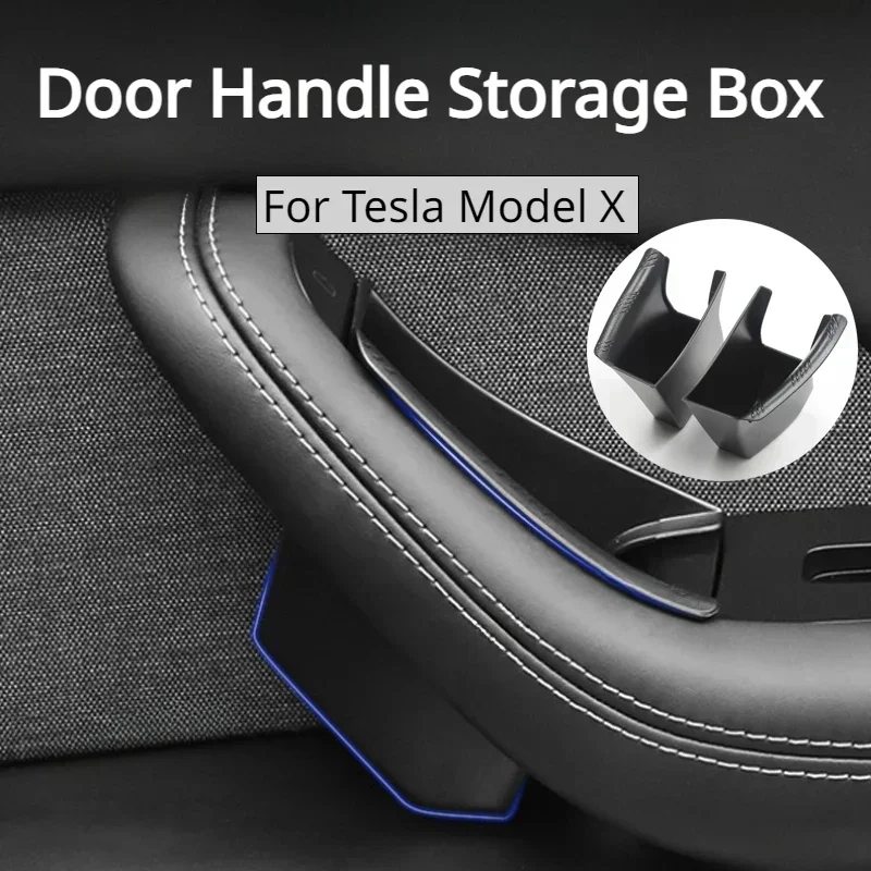 For Tesla Model X Door Handle Storage Box Key Card Cellphone Storage ABS Tray Hidden Organizer ModelX Car Interior Accessories