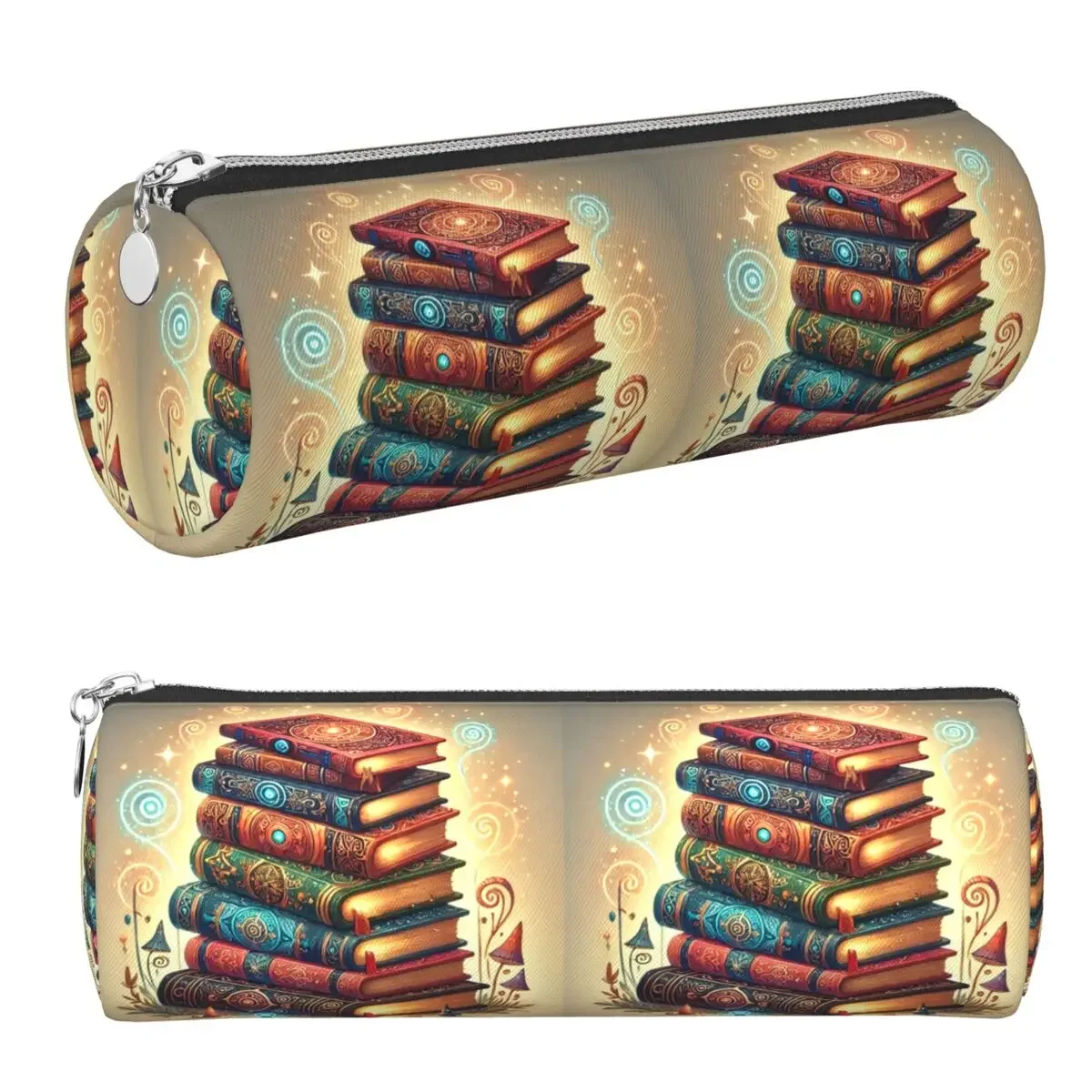 Ancient Book With Glowing Magic Spells Pencil Cases Pen Holder Cylinder Pen Box Pencil Bag for Studen School