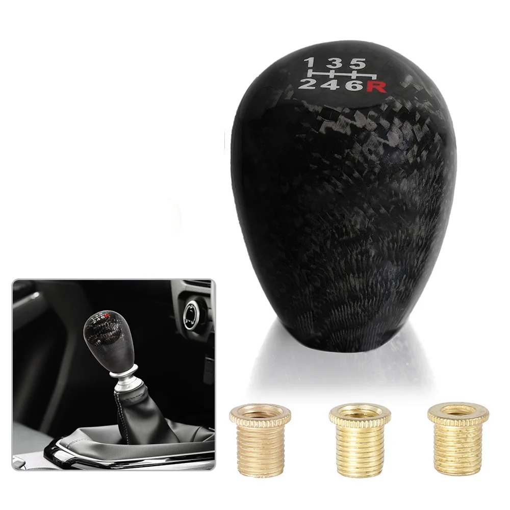 Universal 5/6Speed Gear Shift Style Knob Car Modified Carbon Fiber Stand Head Manual Transmission Shift Lever Knob