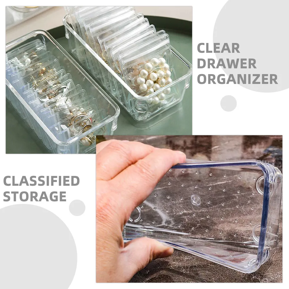 6Pcs Clear Drawer Storage Organizer Trays Multi Functional Kitchen Utensils Makeup Office Supplies Organizer Set