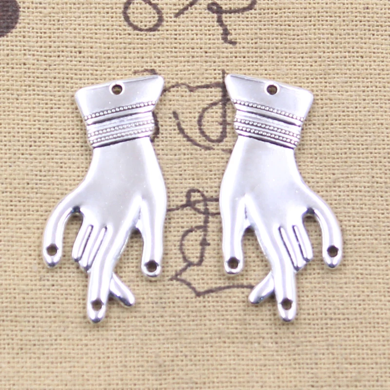6pcs Charms Hand Palm Link 40x19mm Antique Silver Color Pendants DIY Crafts Making Findings Handmade Tibetan Jewelry