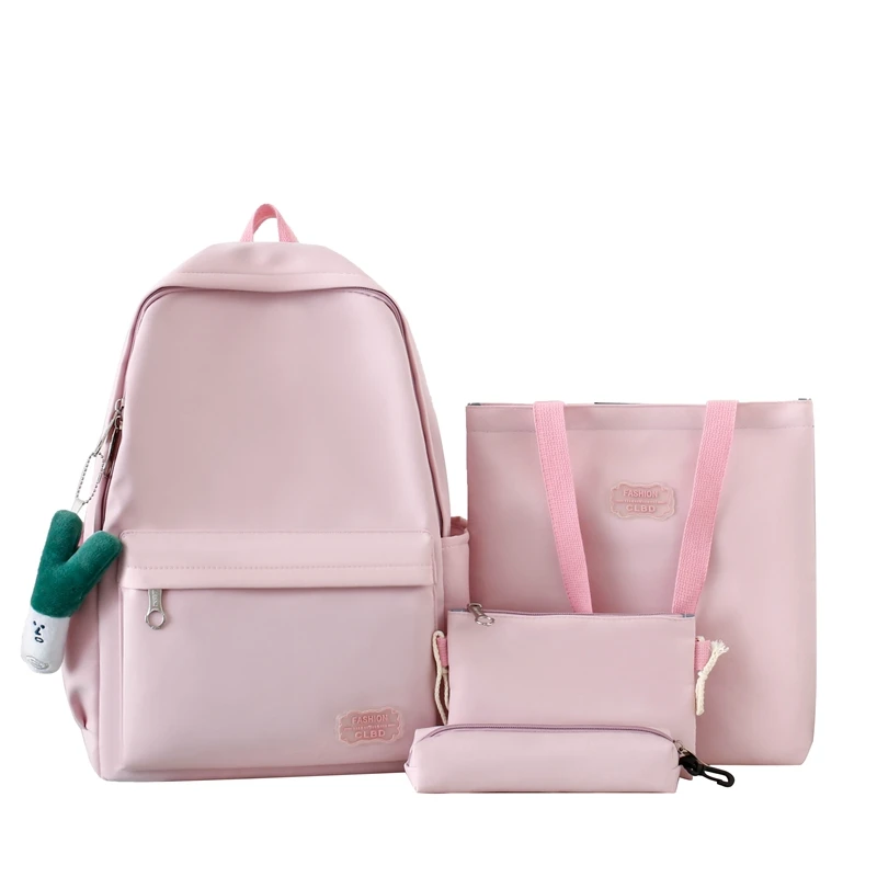 Bolsa leve de ombro de cor sólida para mulheres, bolsa de armazenamento, estojo para meninas, ensino médio, trabalho universitário, 4 peças