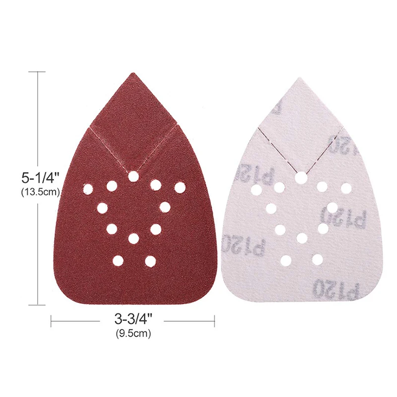 20PCS 12 Holes Mouse 60-320 Grits Paper Detail Sanding Sander Sander PSM Triangular Sandpaper Detail Multi