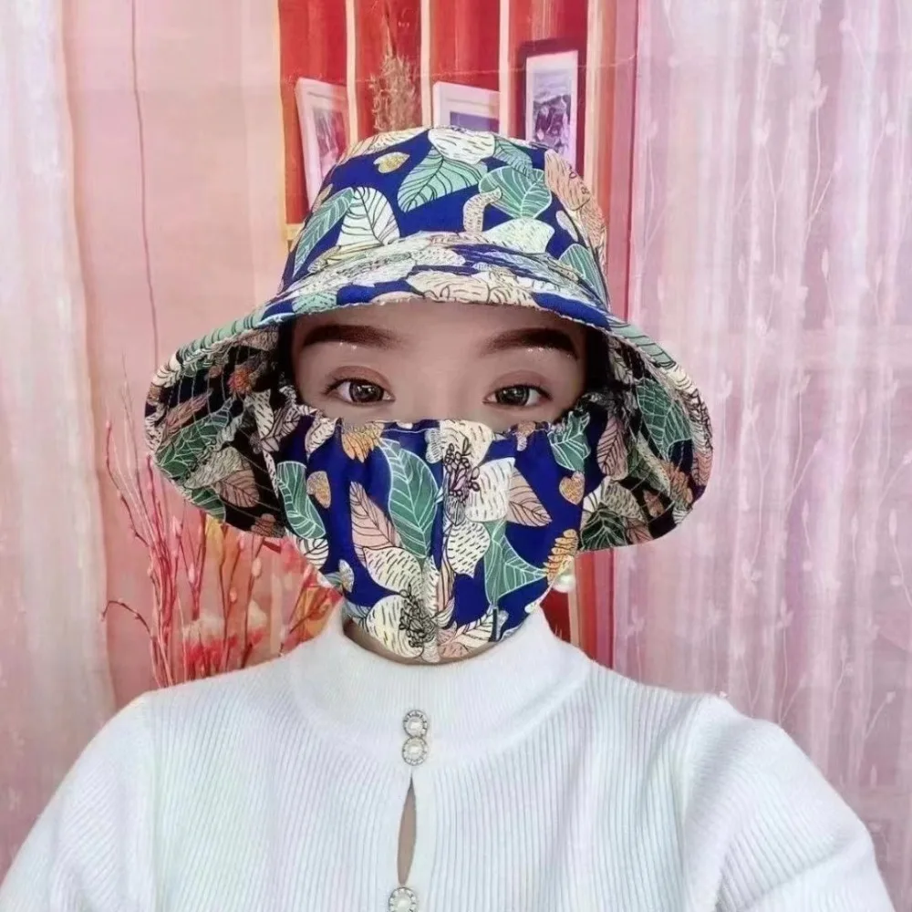 Fashion Wide Brim Tea Picking Cap Shawl Anti-uv Mask Protect Neck Agricultural Work Hat Outdoor Sports