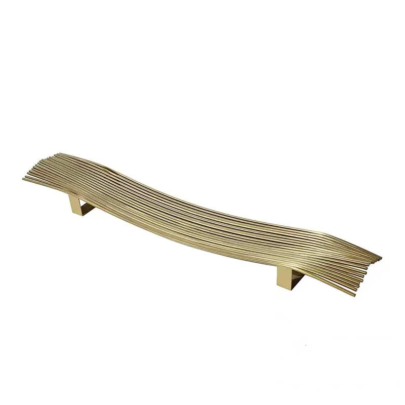 Modern simple gold line splicing metal tray ornament, living room dining room model room