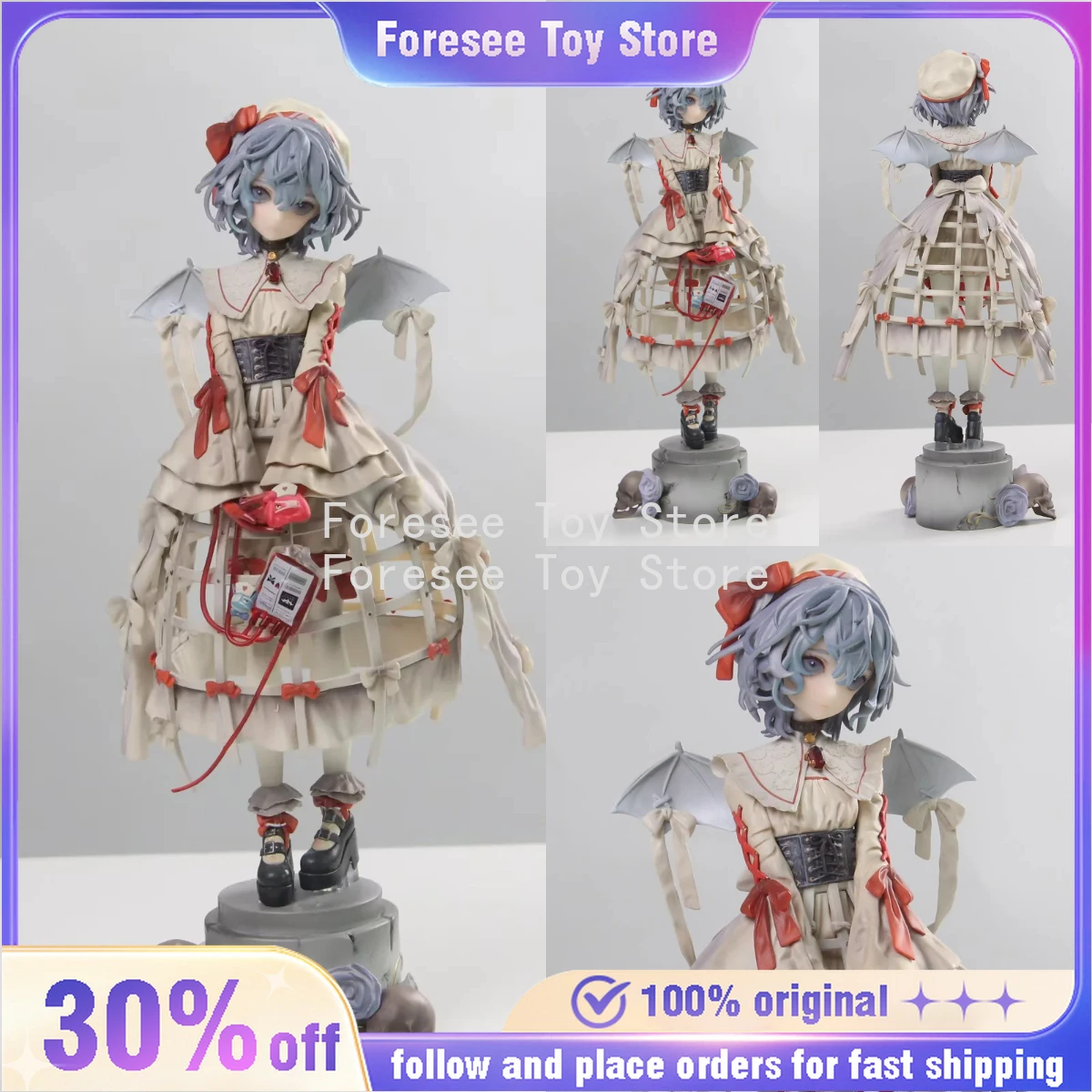 

Touhou Project Anime Short Hair Bishoujo Figure Remilia Scarlet Resin Statue Living Room Desktop Decoration Trendy Art Toy
