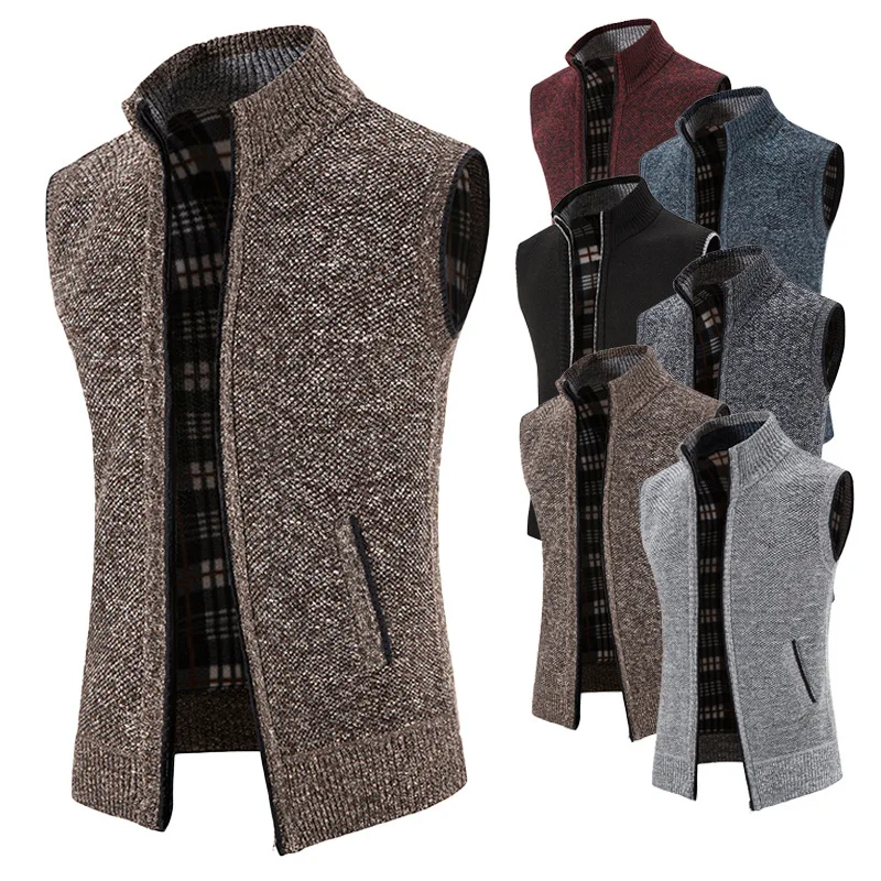 

Ковбойский вязаный жилет в стиле вестерн, открытый кардиган, свитер на молнии, мускулистый мужской воротник, теплое пальто, верхняя одежда