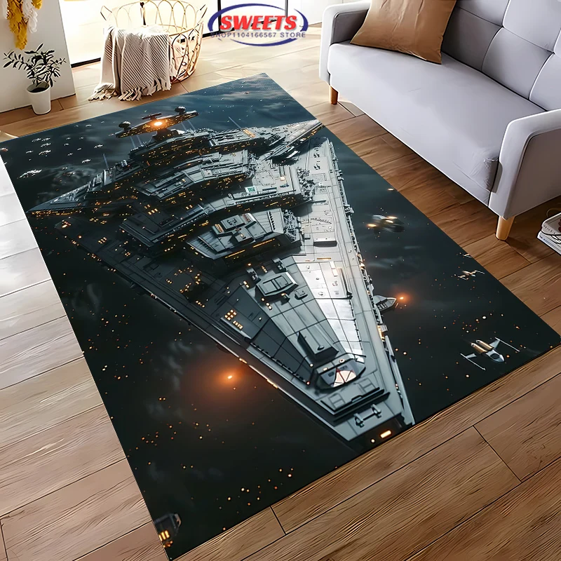 Classic Star Wars Battleship Spaceship Carpet for Living Room Kid's Bedroom Sofa Doormat Kitchen Floor Rug, Anti-slip Decor Mat