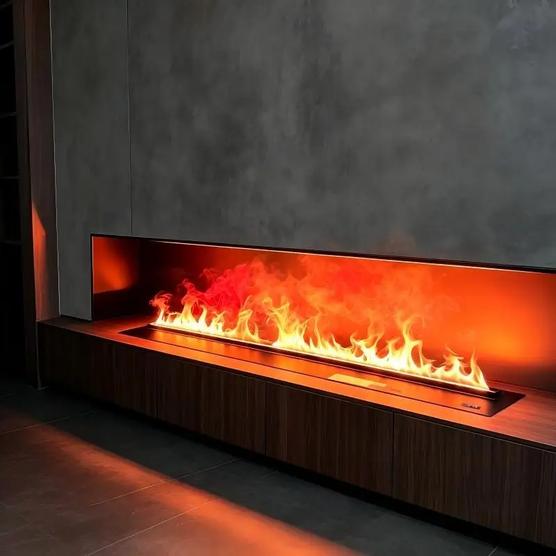 Recessed 3D Fog Electric Fireplace No Heating App Voice Control luxury gold mist fireplace flame fire pit for Office Decor