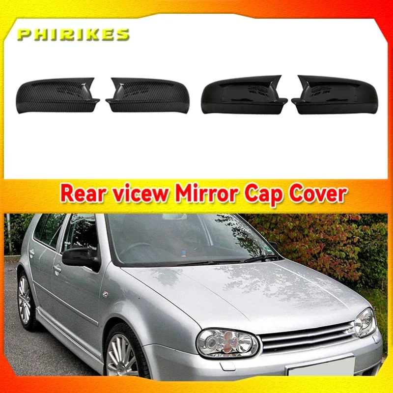 Bat Style Mirror Cover For Volkswagen Golf 4 MK4 1997-2003 Rearview Mirror Cover 2Pieces Cover Glossy Black Car Shields Exterior