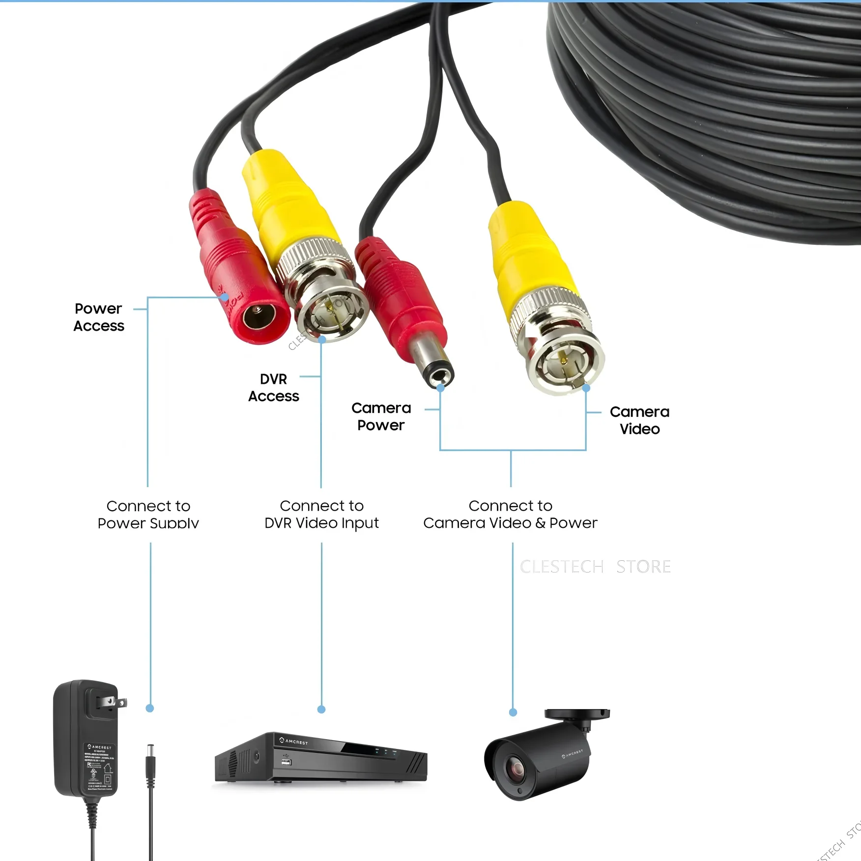 20m hoch auflösend klar für AHD Cvbs alle Kupfer HD CCTV Video Power Fertig kabel BNC DC 2 in1 Draht Aluminium folie Abschirmung