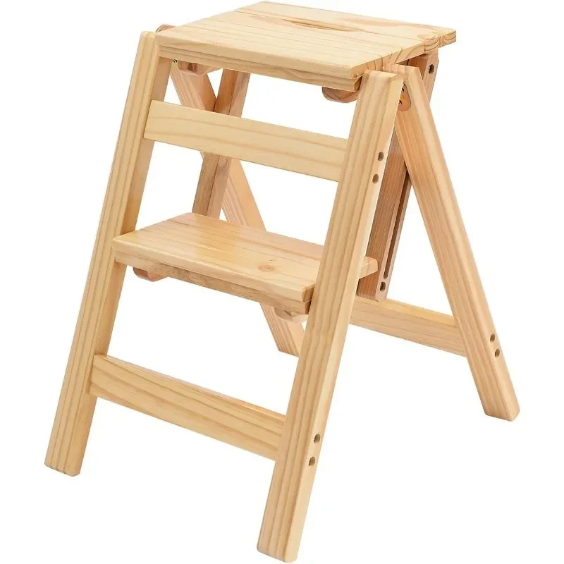 

Step Stool Foldable, Folding Wooden Step Ladder, Multi-Use As Counter Chair/Kitchen Cabinet Stool Ladder/Closet Stool etc.