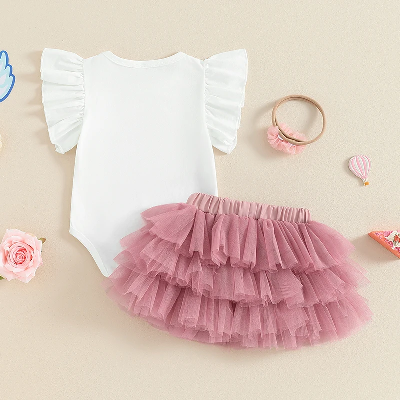 Baby Girl 1 Year Old Girl Clothes First Birthday Outfit Flower Printed Romper Tutu Skirt Headband Set