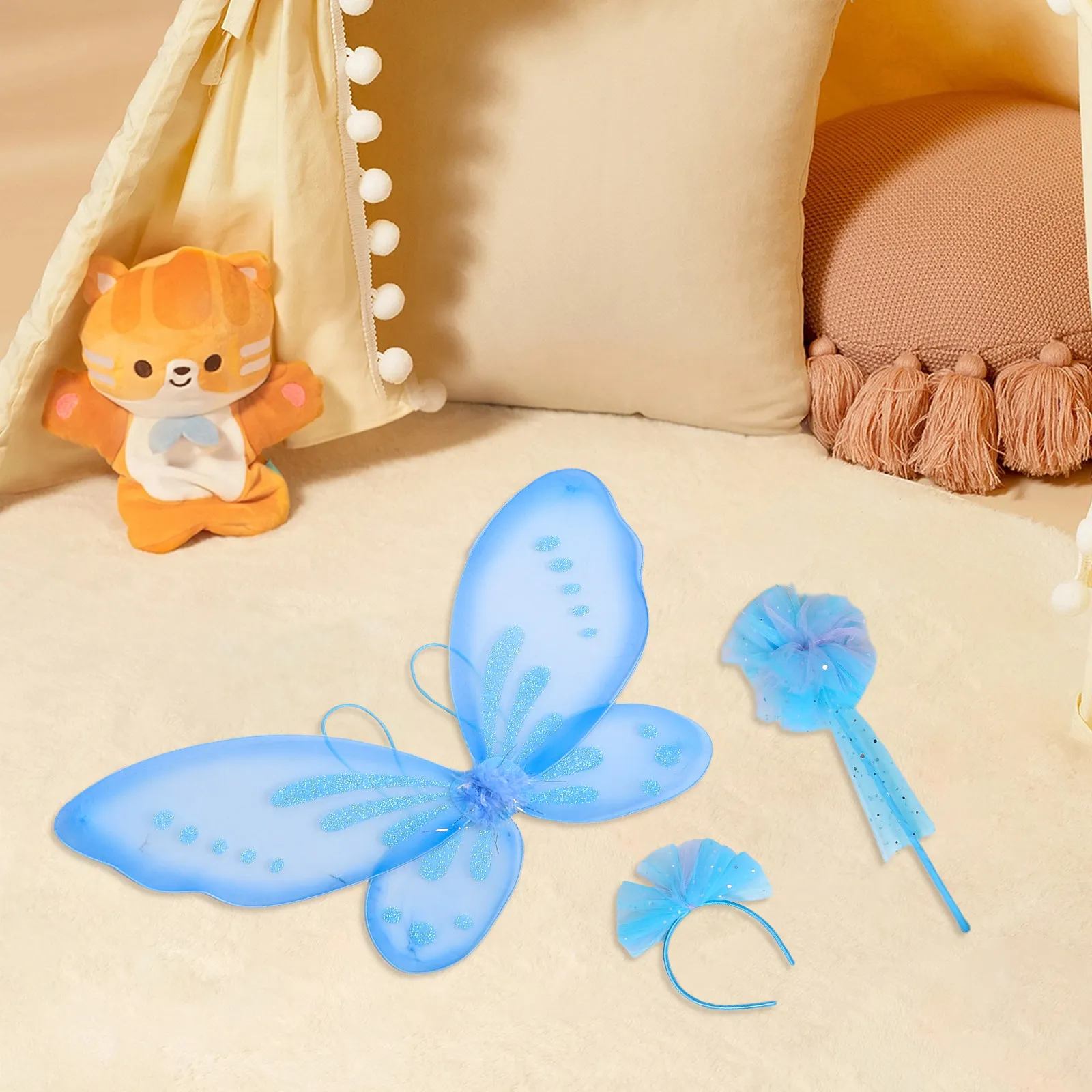 

Комплект: Костюм феи с юбкой из фатина и крыльями бабочки для девочек 110-120 см – для фотосессий, косплея, дня рождения, детский туту-костюм