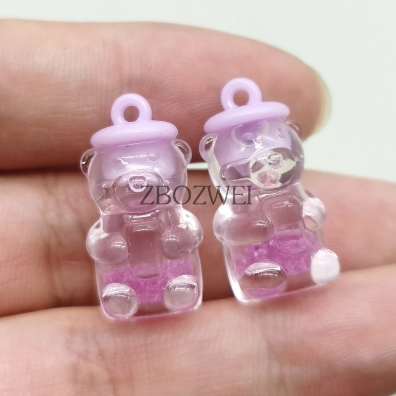 10Pcs/Lot Resin 3D Cartoon Bear Cup Bottle Charms Night Lights Drink Pendant For Earring Bracelet Keychain Diy Jewlery Findings