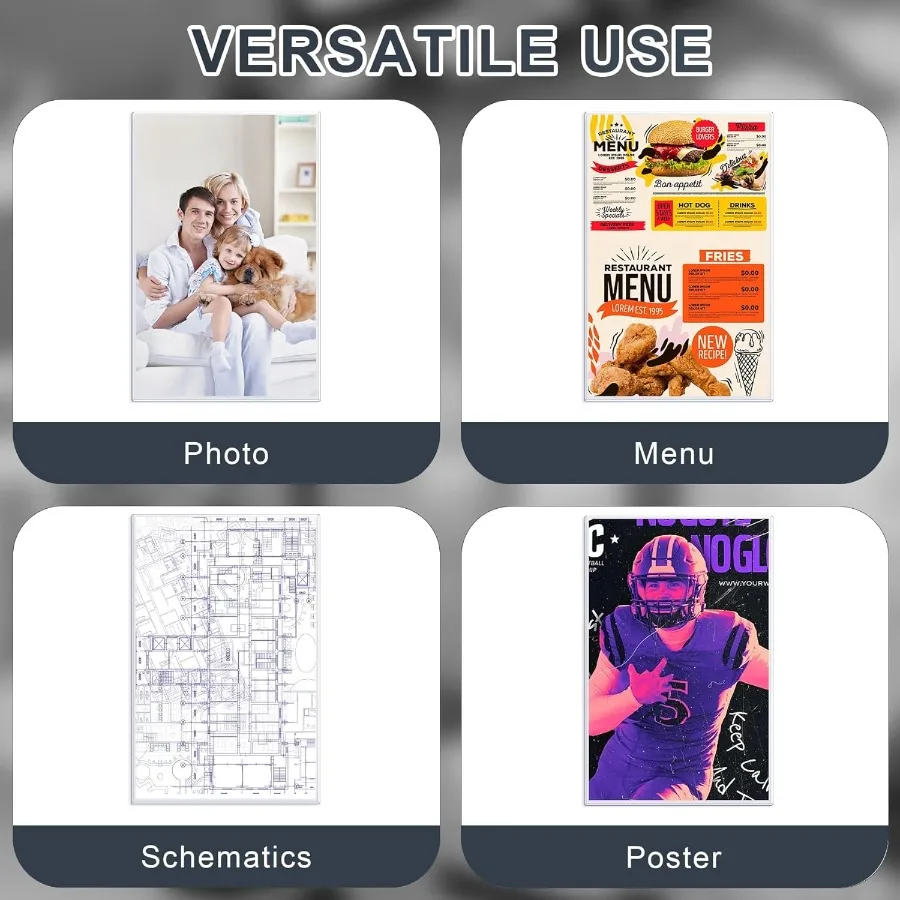 Protector de impresión rígida de 11 "x 17", fundas de plástico duro para impresiones, cubierta de menú, hoja resistente, protector de carteles, plástico transparente S, 5 uds.